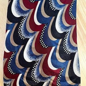 Robert Talbott Studio Guffey's Mens Retro Blue Red Abstract Silk Tie USA Made